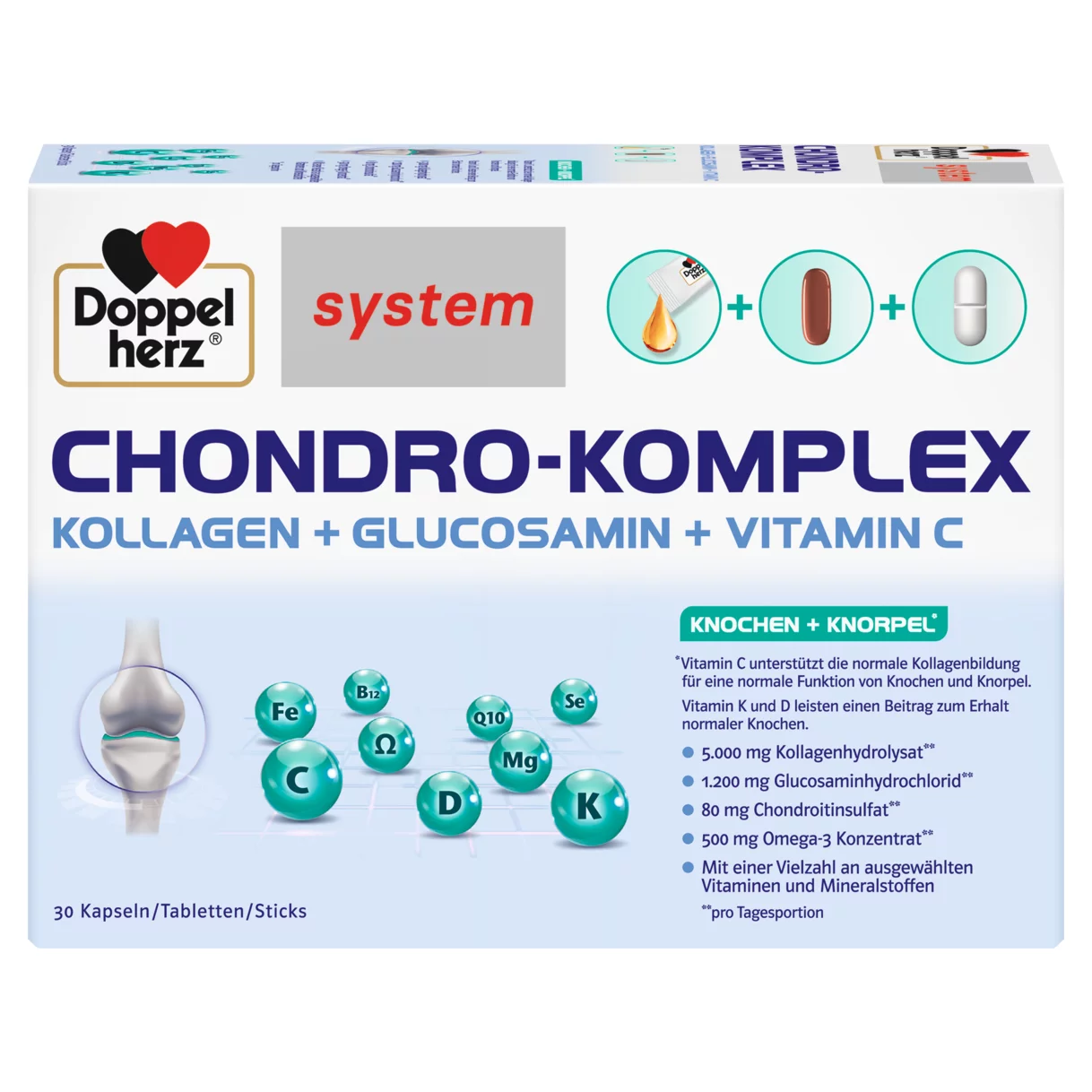 Abbildung der Produktverpackung Doppelherz system CHONDRO-KOMPLEX Frontansicht